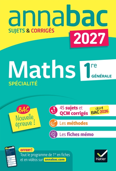 Picture of Annales du bac 2027 - Annabac Maths 1re générale spécialité - Nouvelle épreuve