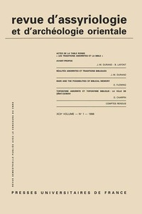 Image de Rev. d'assyrio. et d'archéo. orient. 1998, vol. 92 (1)