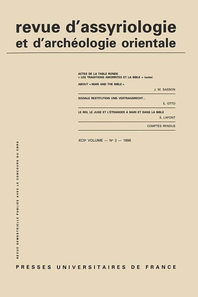 Picture of Rev. d'assyrio. et d'archéo. orient. 1998, vol. 92 (2)