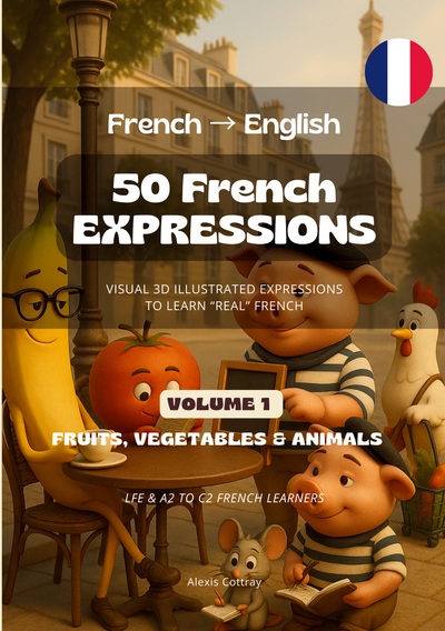 Picture of 50 French Expressions (French to English) - Volume 1 (Fruits, Vegetables & Animals)