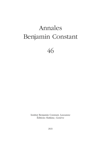 Picture of Annales Benjamin Constant 26 - 2021