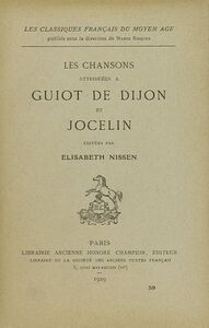 Picture of Les Chansons attribuées à Guiot de Dijon et Jocelin (1929)