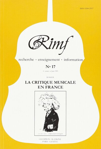 Picture of Revue Internationale de Musique Française (RIMF). Numéro 17