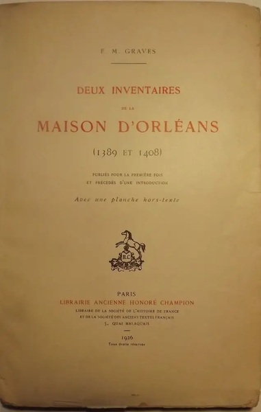 Image de Deux inventaires de la  Maison d’Orléans (1389 et 1408)