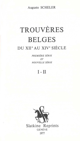 Picture of Trouvères belges du XIIe au XIVe siècle.