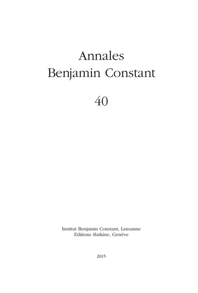 Image de Annales Benjamin Constant 40 - 2015
