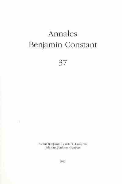 Image de Annales Benjamin Constant 37 - 2012