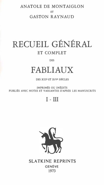 Picture of Recueil général et complet des fabliaux des XIIIe et XIVe siècles,
