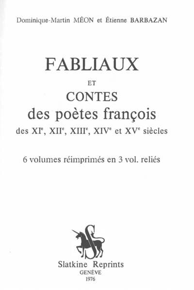 Picture of Fabliaux et contes des poètes françois des XIe, XIIe, XIIIe, XIVe et XVe siècles,