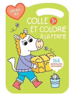 Image de 3+ verte colle et colorie