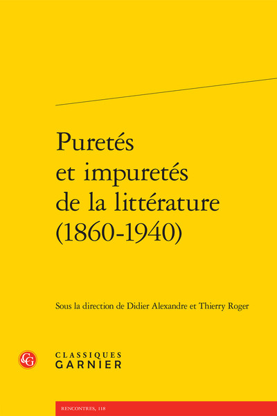 Image de Puretés et impuretés de la littérature (1860-1940)