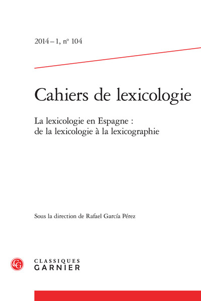 Picture of Cahiers de lexicologie