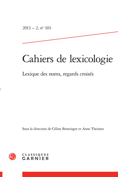 Picture of Cahiers de lexicologie