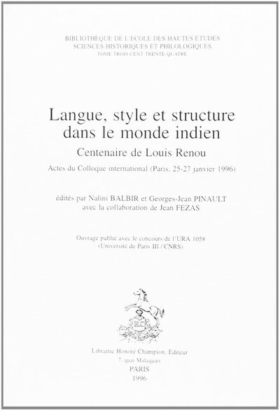 Picture of Langue, style et structure dans le monde indien - centenaire de Louis Renou