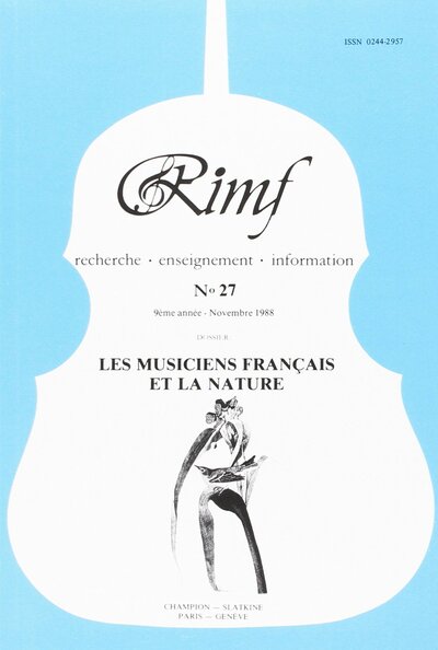 Image de Revue Internationale de Musique Française (RIMF). Numéro 27