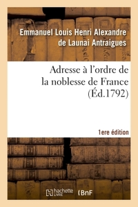 Image de Adresse à l'ordre de la noblesse de France 1er éd.