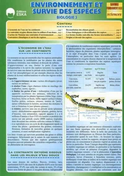 Picture of BIOLOGIE 3-ENVIRONNEMENT ET SURVIE DES