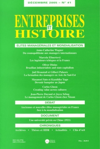 Image de ENTREPRISES ET HISTOIRE 41 ELITES MANAGE