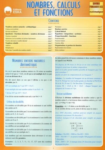 Picture of NOMBRES CALCULS ET FONCTIONS