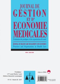 Picture of JOURNAL DE GESTION ET D'ECONOMIE MEDICALES N°4-5 VOL35-2017