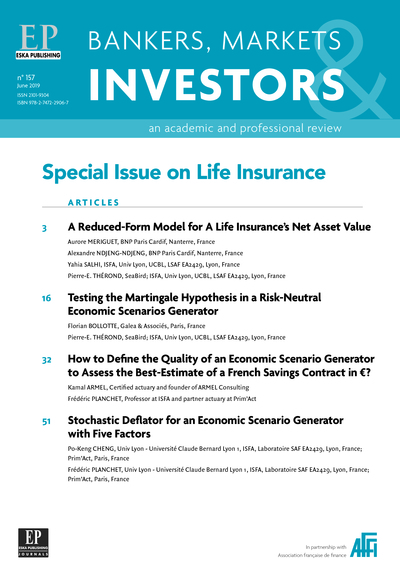 Image de SPECIAL ISSUE ON LIFE INSURANCE-BANKERS-MARKETS-INVESTORS 157-JUNE 2019