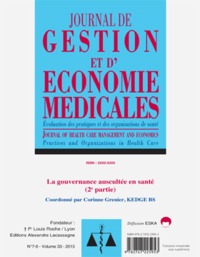 Picture of JOURNAL DE GESTION ET D'ECONOMIE MEDICALES N 7-8 VOL 33-2015