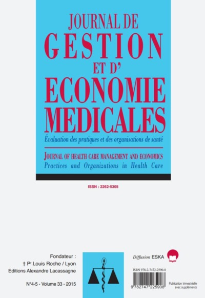Image de JOURNAL DE GESTION ET D'ECONOMIE MEDICALES N 4-5 VOL 33 2015