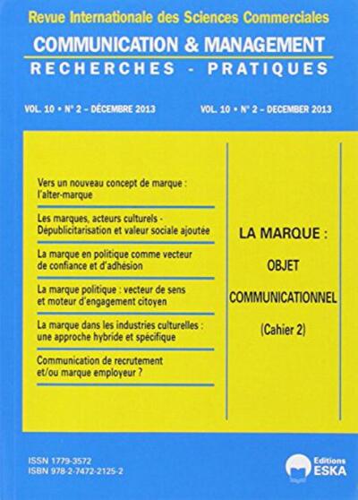Picture of COMMUNICATION ET MANAGEMENT N2 2013 DECEMBRE 2013 LA MARQUE OBJET COMMUNICATIONN