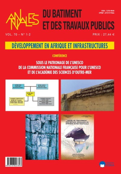 Picture of DEVELOPPEMENT EN AFRIQUE ET INFRASTRUCTURES-BTP VOL 70 N°1-2 2018