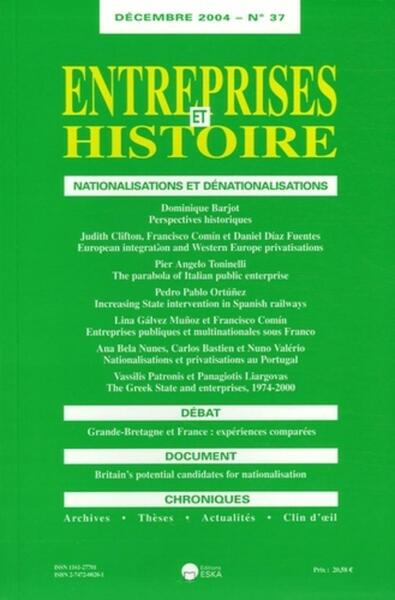 Image de ENTREPRISES ET HISTOIRE 37 NATIONALISATI