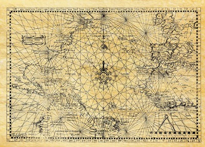 Picture of CARTE MARINE ATLANTIQUE EN 1550 A PLAT