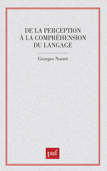Picture of De la perception à comprehens. lang.