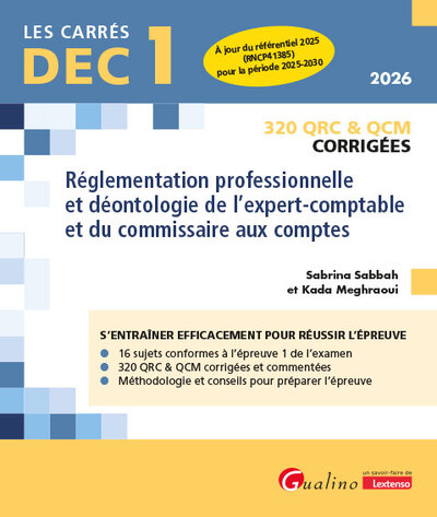 Picture of DEC 1 - QRC et QCM corrigées - Réglementation professionnelle et déontologie de l'expert-comptable et du commissaire aux comptes