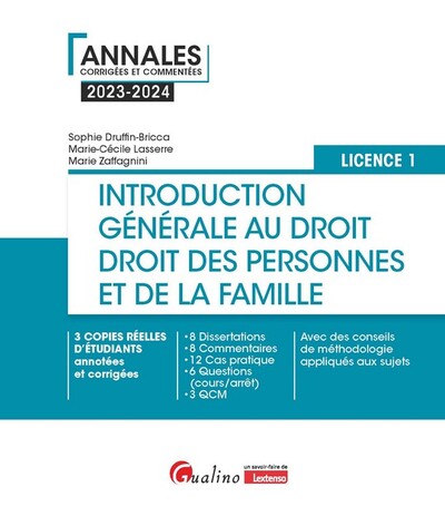 Image de Introduction générale au droit et droit des personnes et de la famille - L1