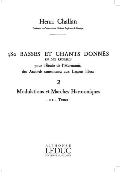 Picture of 380 BASSES ET CHANTS DONNES  VOL.02: MODULATIONS MARCHES HARM. 2A TEXTES