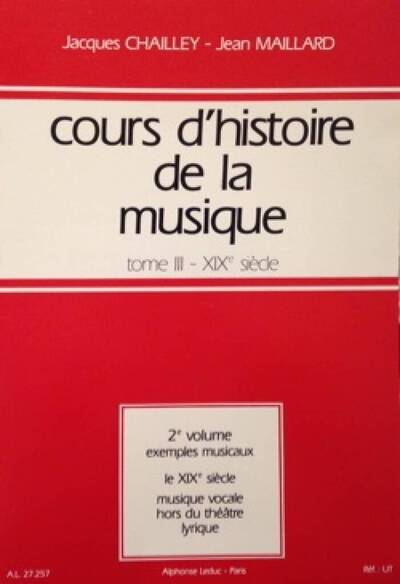 Picture of COURS D'HISTOIRE DE LA MUSIQUE TOME 3 VOLUME 2:EXEMPLES MUSICAUX