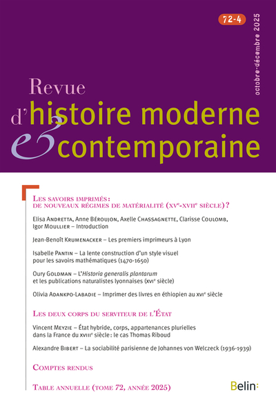 Picture of Revue d'histoire moderne et contemporaine n° 72-4 (octobre-décembre 2025)