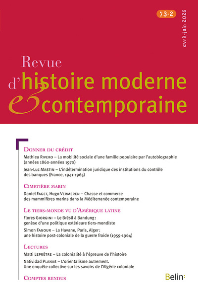 Image de Revue d'histoire moderne et contemporaine n° 73-2 (avril-juin 2026)