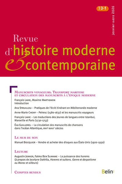 Picture of Revue d'histoire moderne et contemporaine n° 73-1 (janvier-mars 2026)