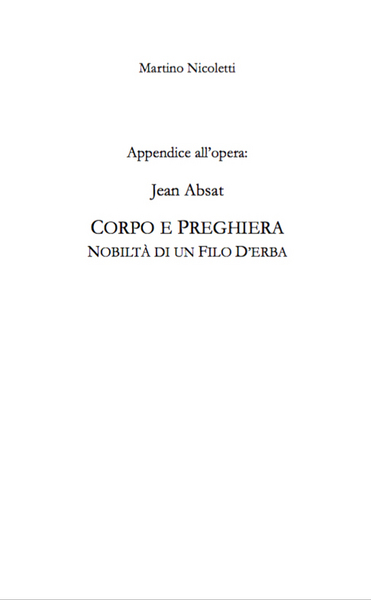Picture of Appendice a: Jean Absat, "Corpo e preghiera: nobiltà di un filo d'erba"
