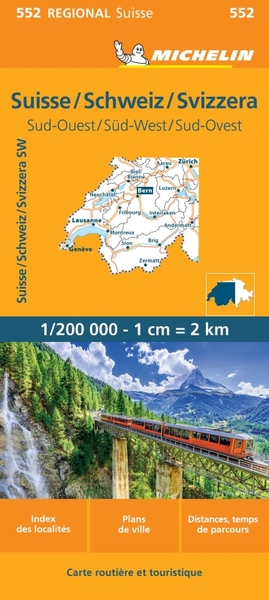 Picture of Carte Régionale Suisse / Schweiz / Svizzera Sud-Ouest / Sud-West / Sud-Ovest