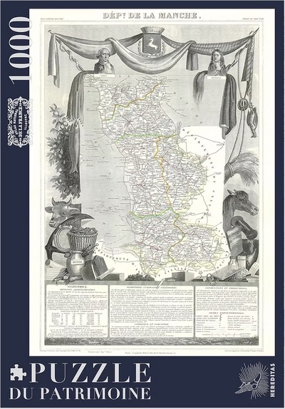Picture of Puzzle 1000 pièces - Carte du département de la Manche par Levasseur