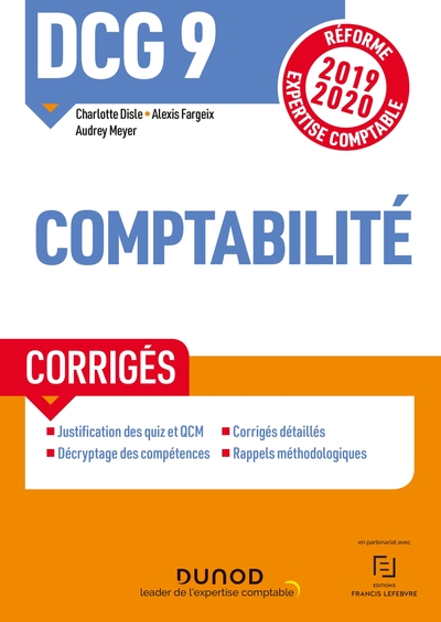 Picture of DCG 9 Comptabilité - Corrigés - Réforme 2019-2020