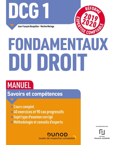 Picture of DCG 1 Fondamentaux du droit - Manuel - Réforme 2019/2020