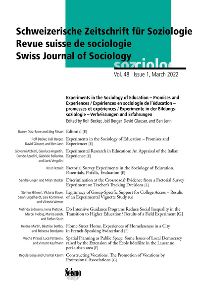 Picture of Revue suisse de sociologie, vol. 48-Issue 1/2022