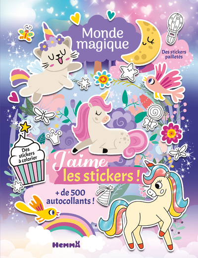 Image de J'aime les stickers - Monde magique - + de 500 autocollants - Des stickers à colorier - Des stickers pailletés