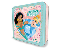 Image de Disney Princesses - Coffret métal Disney - Mon coffret bijoux - 16 portraits de princesses, des stickers pailletés, des strass, des tattoos-bijoux, 6 crayons