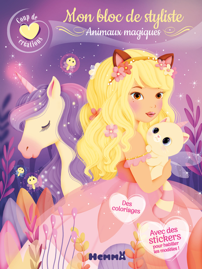 Image de Coup de coeur créations - Mon bloc de styliste - Animaux magiques - Des coloriages - Avec des stickers pour habiller les modèles !