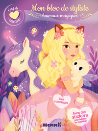 Image de Coup de coeur créations - Mon bloc de styliste - Animaux magiques - Des coloriages - Avec des stickers pour habiller les modèles !