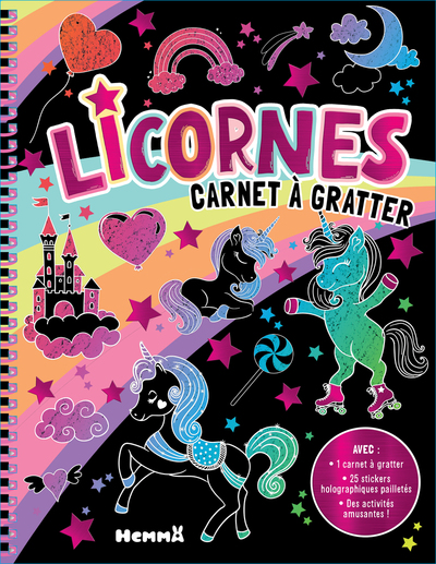 Picture of Licornes - Carnet à gratter - Avec 1 carnet à gratter, 25 stickers holographiques pailletés, des activités amusantes !